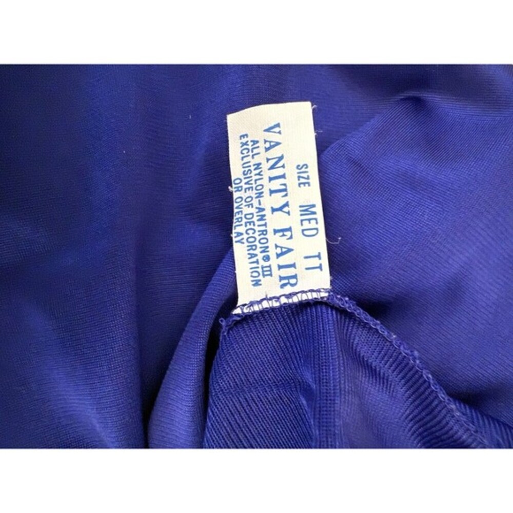 VTG Vanity Fair Half Slip Skirt Sz Med Navy Blue Lace Hem Pull-On Whimsigoth - Picture 7 of 7
